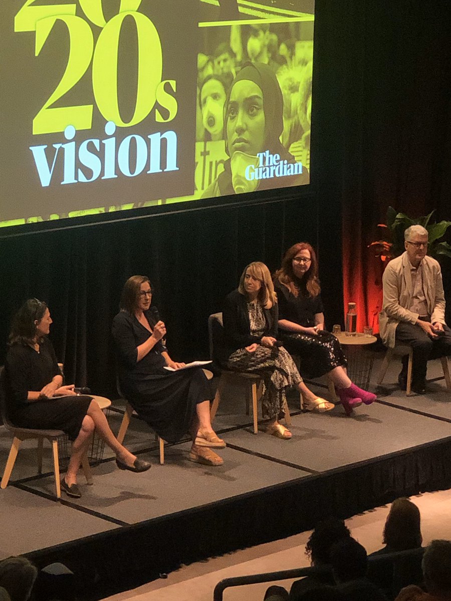 danstinton's tweet photo. There’s hope! Fascinating conversation about what we can achieve in the decade ahead with @KathViner @lenoretaylor @murpharoo Lorena Allam and David Marr from @GuardianAus #Guardian2020 https://t.co/BkshJpCZRh
