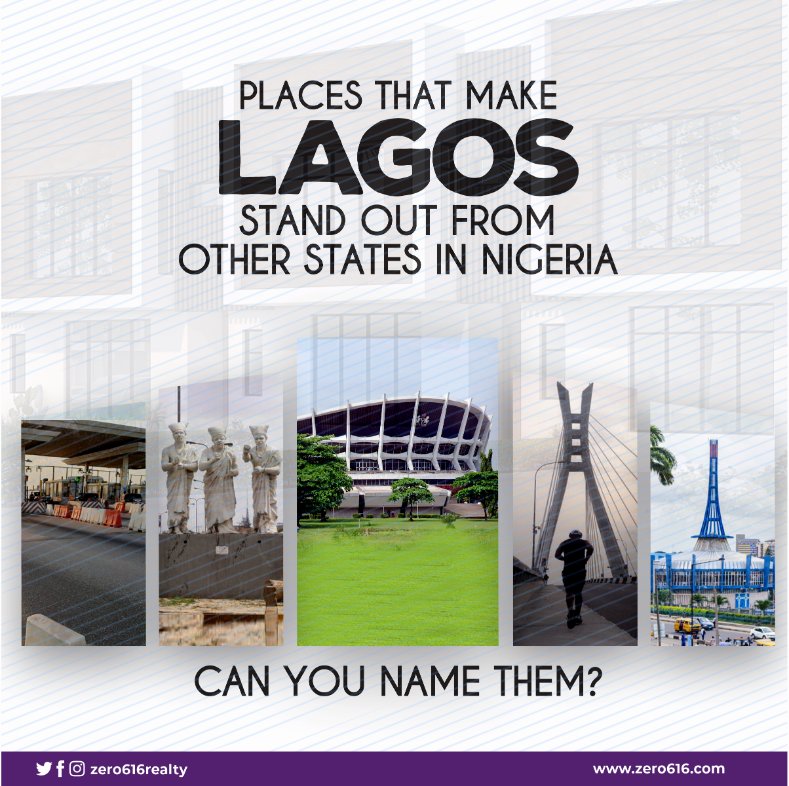 Zero616Realty's tweet photo. Lagos, one of the largest cities in West Africa has two sides - the Mainland and the Island.

Today, we have on display, a few notable places in Lagos. If you can name them, drop your answers in the comment section. https://t.co/x2Yubs6mL7