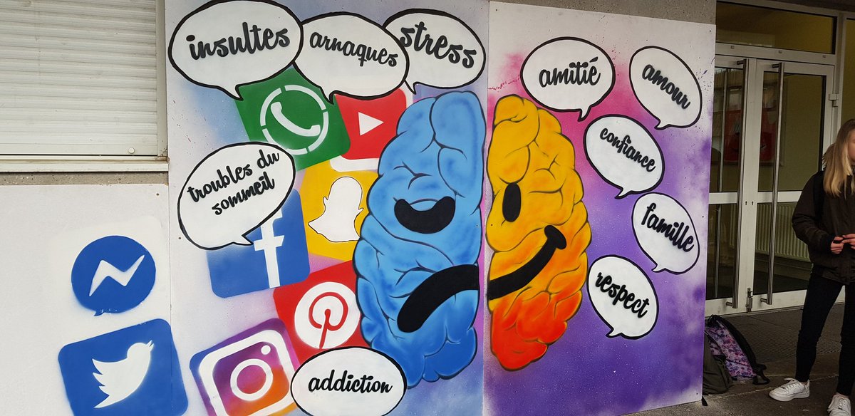 VirginieTesta's tweet photo. Inauguration de la fresque non au #harcèlement au collège de Barr. Projet réalisé par les internes avec le service animation jeunesse. Bravo pour leur #engagement et la qualité de leur travail. @acstrasbourg @imanne_nah @LuciePitiot @DavlcStrasbourg @MathieuDepenau https://t.co/22aIepSyEj