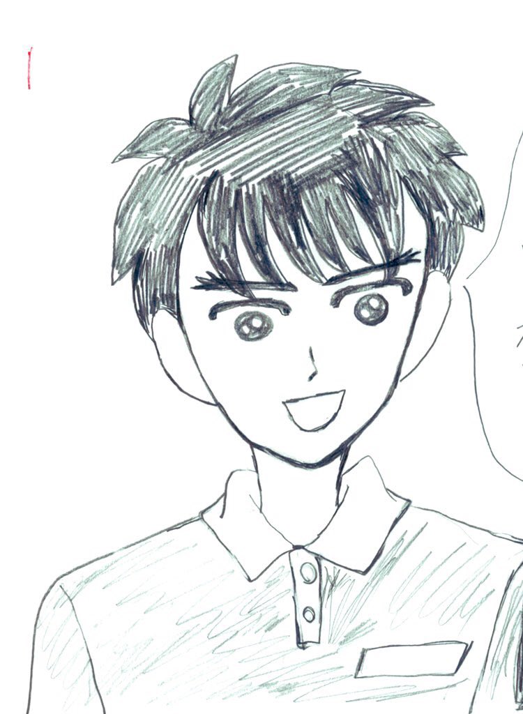 大野くんと花輪クン…花輪クンは時が経つにつれますます似なくなってる。研究はするんだけど…今じゃ声のみ出演のラフがある。描き始めたばかりの方が良かった。