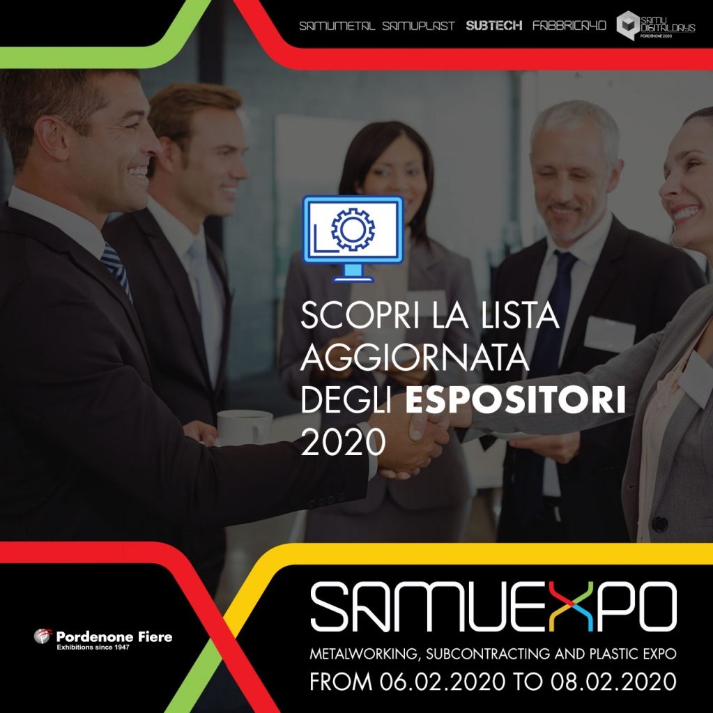 SamuExpo's tweet photo. 📖 Scopri la lista degli espositori che hanno già aderito a #SamuExpo alla Fiera di #Pordenone il 6, 7, 8 Febbraio 2020 📗 https://t.co/Y1L7JwFClw
#SamuMetal #SamuPlast #SubTech #Fabbrica40 #SamuDigitalDays https://t.co/JORJBq4Uod