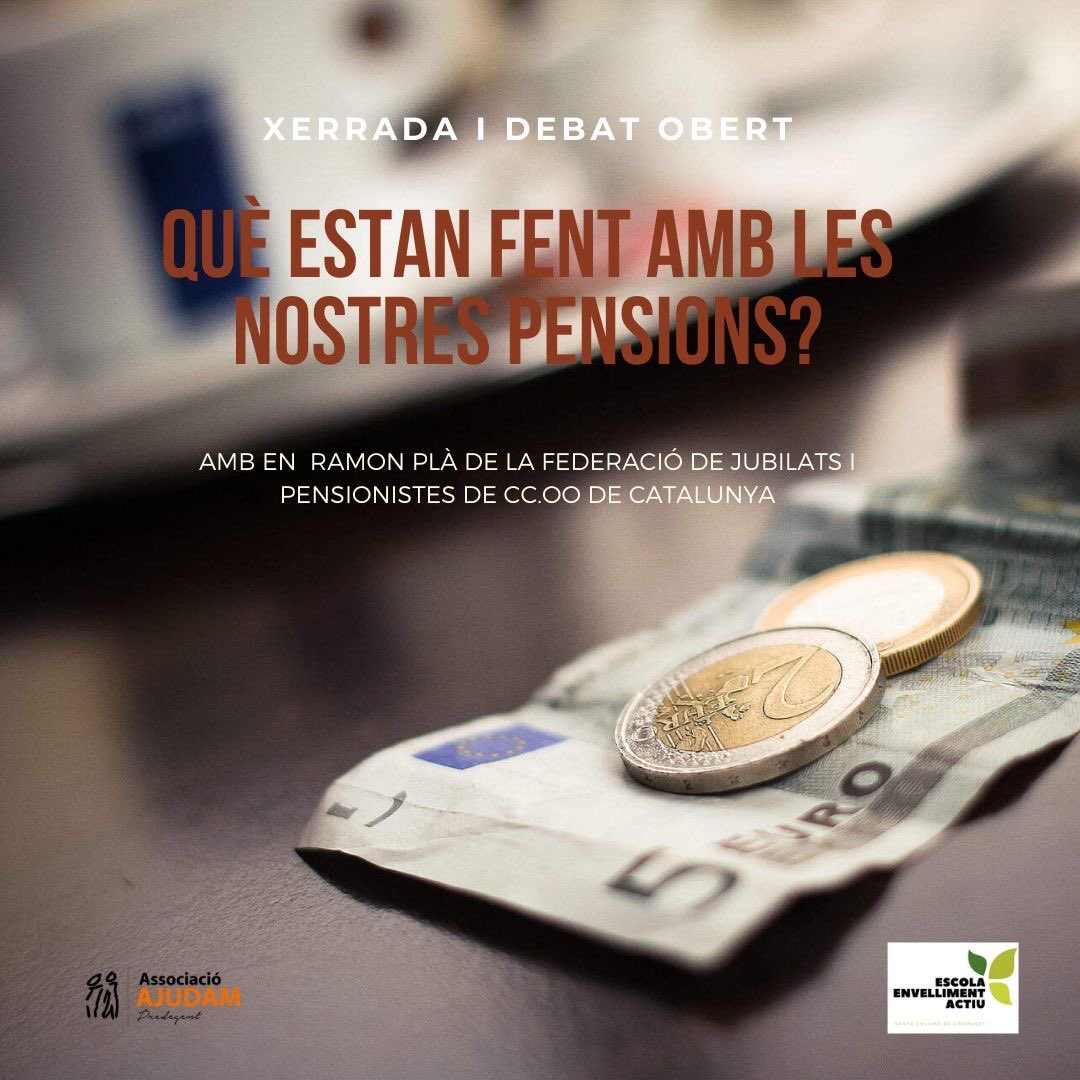 assocajudam's tweet photo. #Dijous a #EscolaEnvellimentActiuSCG parlarem de #Pensions amb en #RamonPla de la Federació de Jubilats i Pensionistes de @ccoocatalunya i del #consellgentgran #Catalunya Us convidem a participar al #debat i dir la vostra!!
🗓6/2 a les 16.30h 
🏠Pompeu Fabra 22
🎯Entrada Lliure https://t.co/RhnN3ouQLh