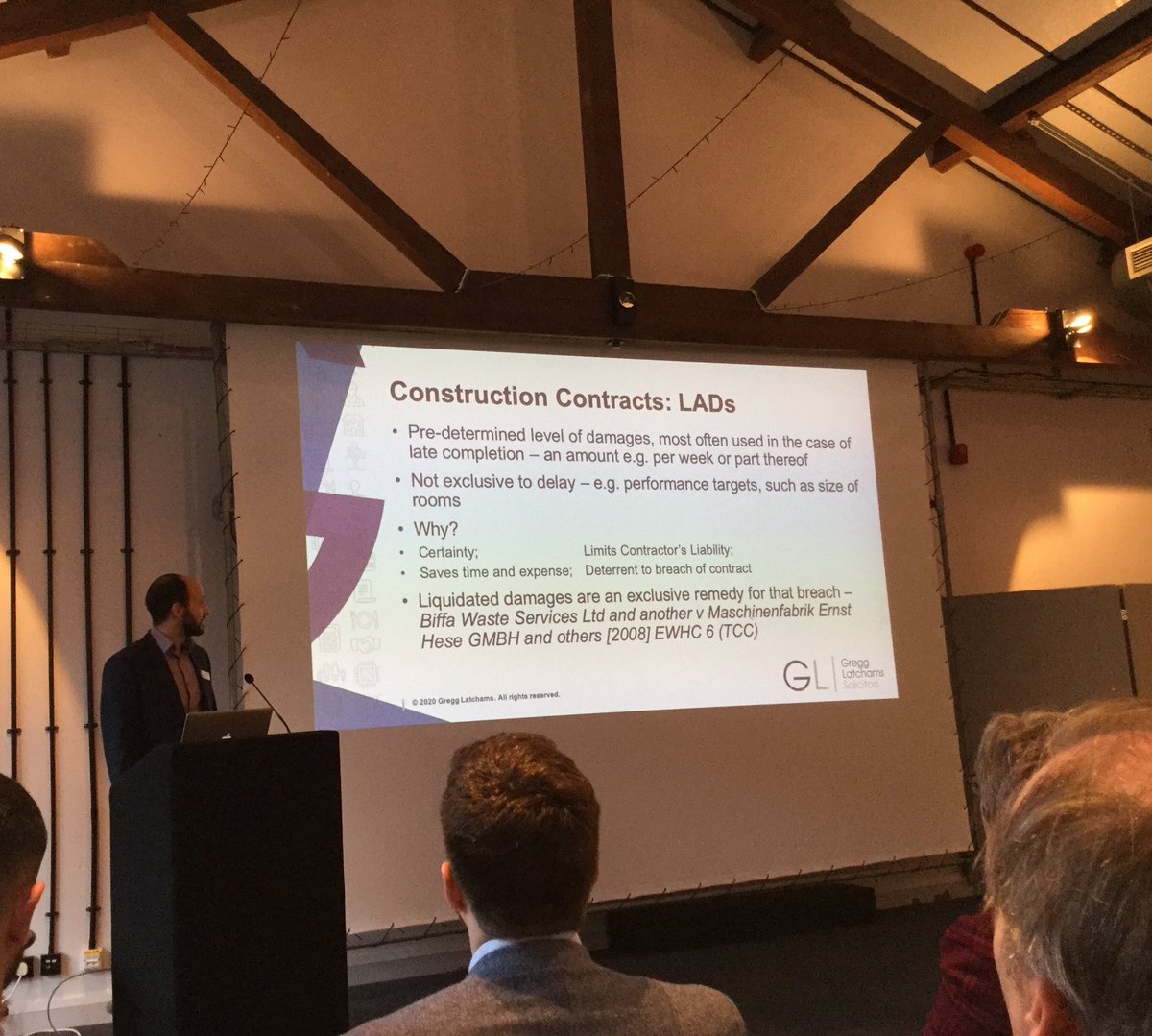 gcparchitects's tweet photo. Thank you David Morris and Marcus Lovell from @GreggLatchams for an interesting talk on ‘ Construction Contracts - when to call your Lawyer,’ highlighting the importance of the wording used in contract clauses #constructionbreakfast https://t.co/1BLCNduJsq