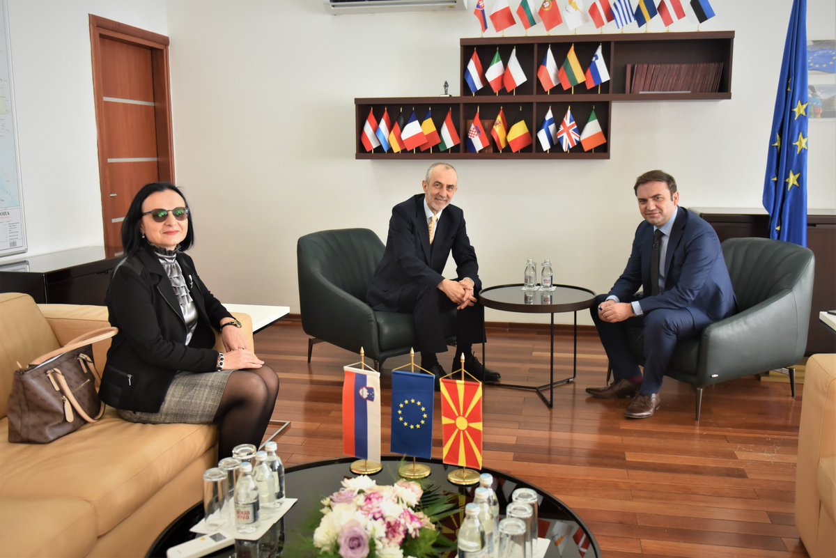 Bujar_O's tweet photo. Briefing w/ #Slovenia ambassador Milan #Jazbec, in view of the forthcoming visit of @ZidanDejan, the president of #DržavniZbor, making the final preparations for the signing of the 🇲🇰-🇸🇮 memorandum for cooperation https://t.co/ntnMxlO3i9
