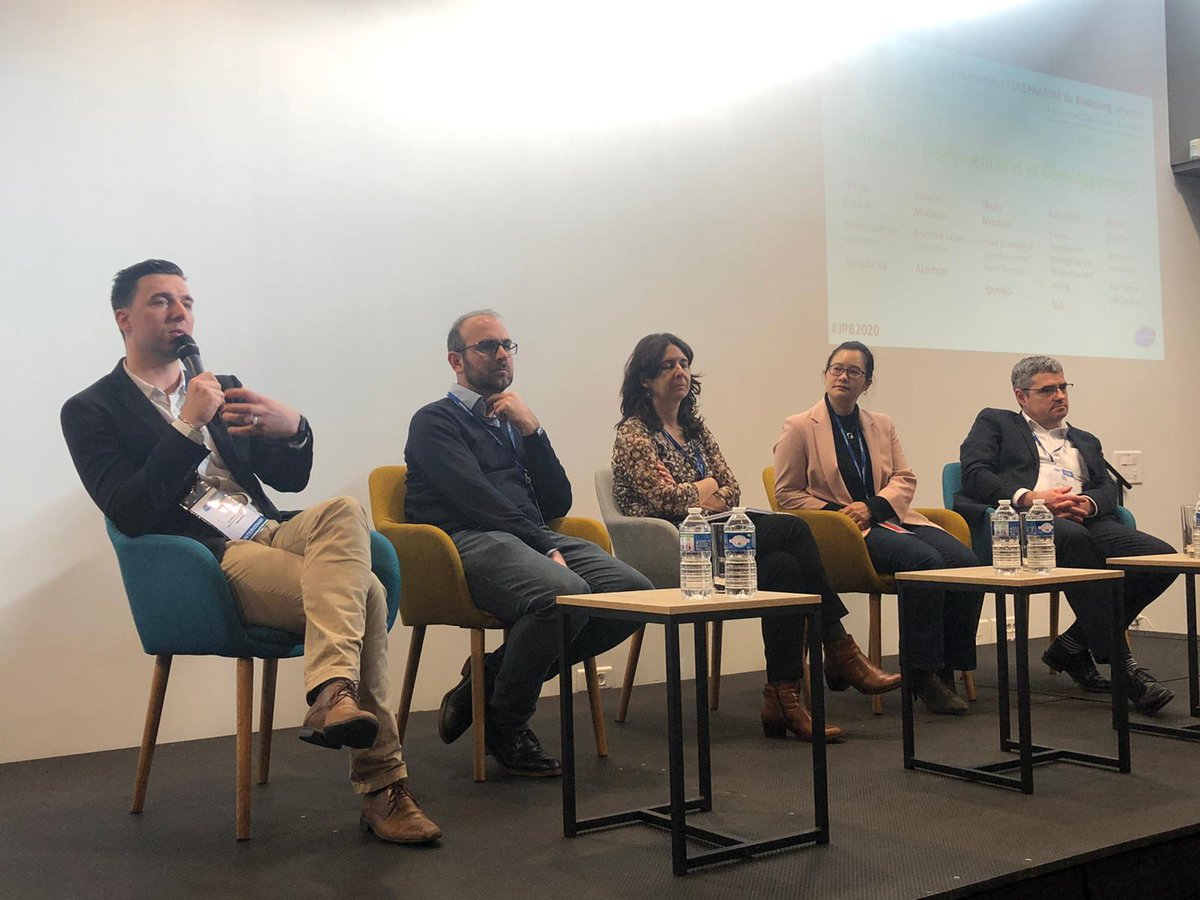 Polepharma's tweet photo. Fin de la Session 1: Table Ronde "Tendances Réglementaires et Développements" Olivier Maurion @Yposkesi, Isabelle Moineau @Aktehom, Florian Cardon @Samabriva, Yuki Kanto & Nicolas Fourrier @SGS
#JPB2020 #Biotesting #Innovation #Biomédicament #Biotherapies @RegionNormandie @Epn_27 https://t.co/hdNpCKhSDb