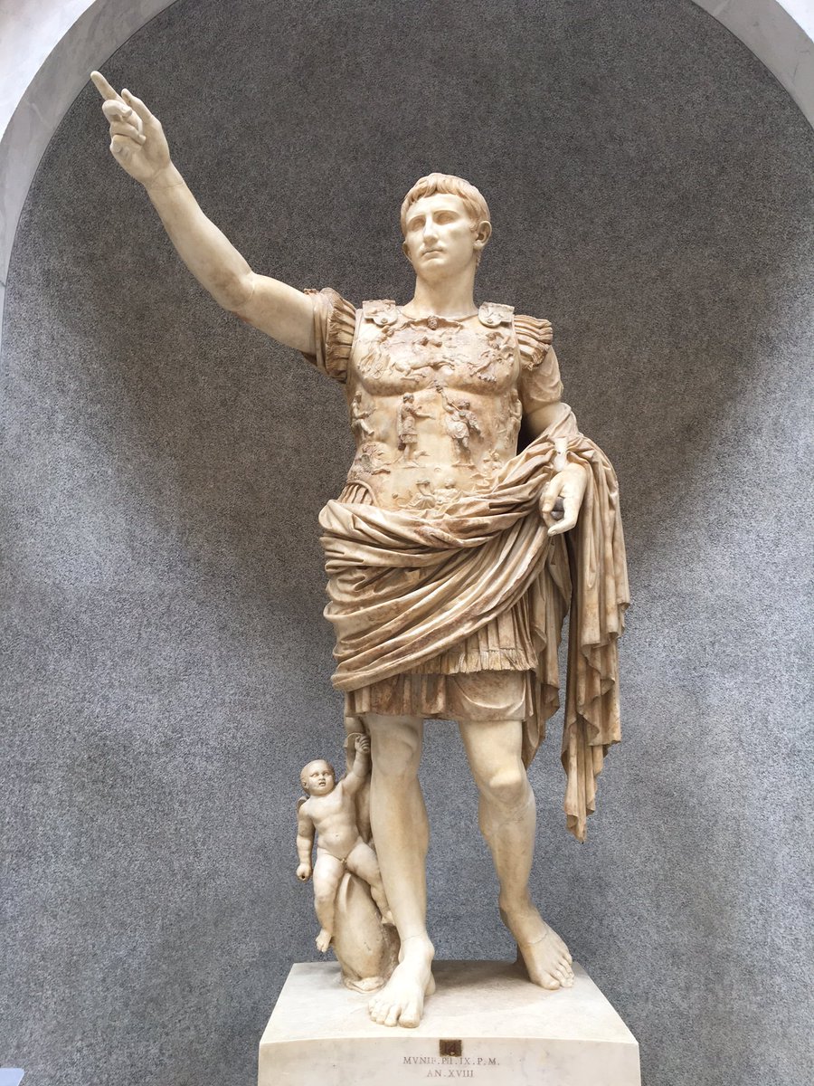 #TownleyClassics Year 12 students doing great work reading the Prima Porta Augustus statue.  Puzzling them though - who's the baby?
