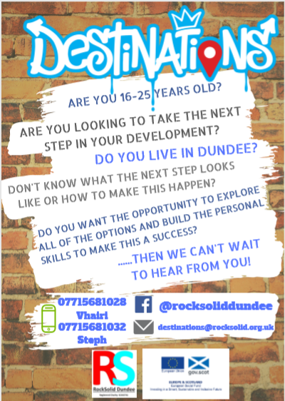 Calling all 16 - 25-year olds🙌

Destinations are excited to announce the arrival of our new project🥳 

Join us for relaxed, informal, skill - based engagement sessions which allow you to explore the next steps in your development. 
 
For more info please contact us #Destinatons