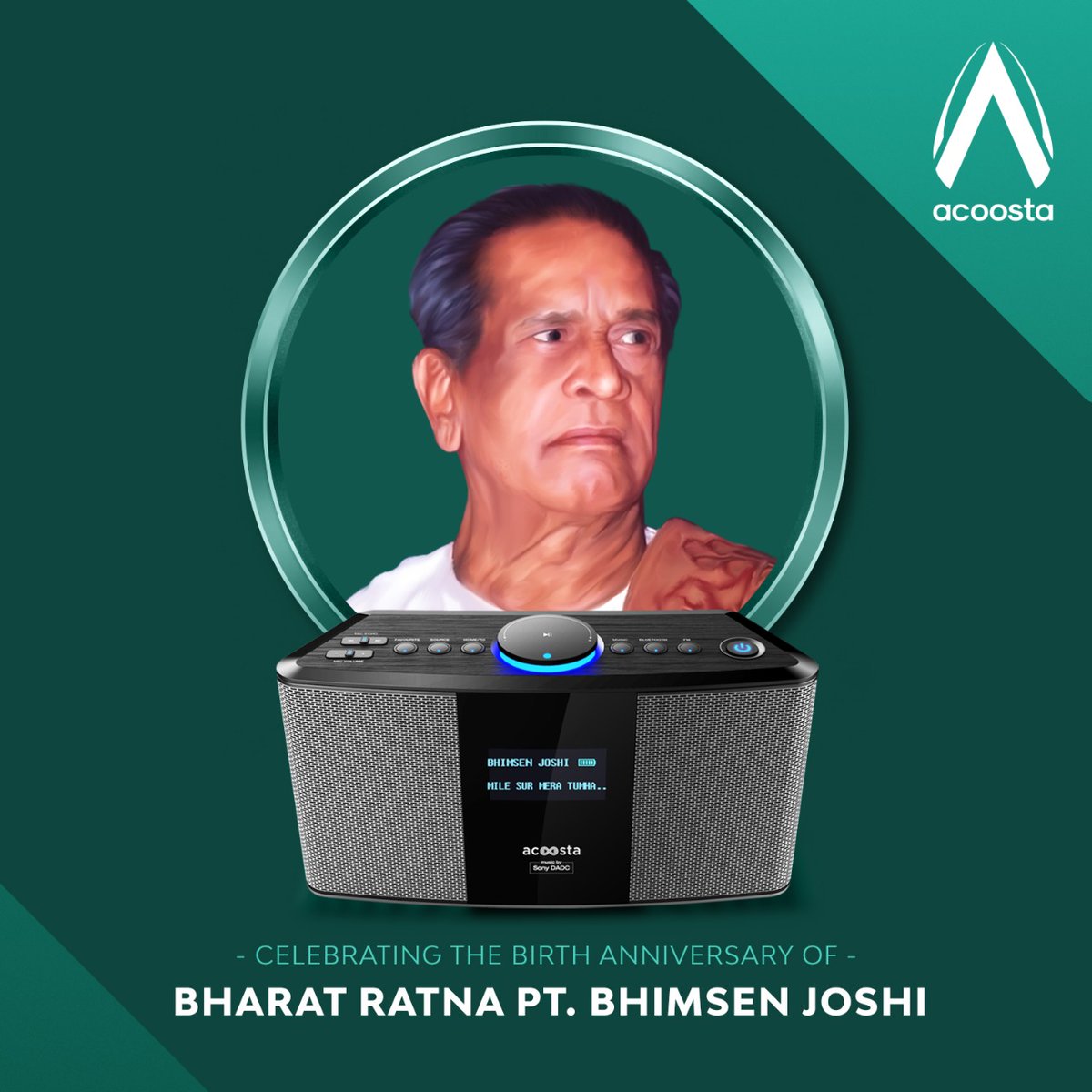 AcoostaAudio's tweet photo. @AcoostaAudio pays tributes to legendary vocalist Bharat Ratna Pt. Bhimsen Joshi on his 98th birth anniversary. He believed that classical music belonged to every1 at a time when it was the preserve of an elite class
Buy: https://t.co/FSzsqu0ECW
#AcoostaAudio #birthanniversary https://t.co/6RpigR4C04