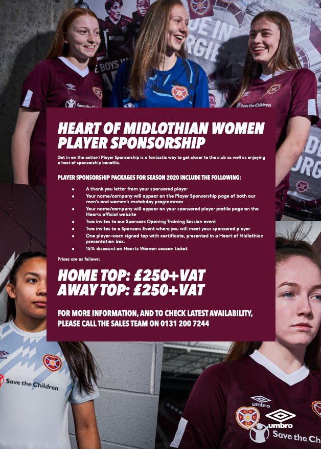 heartswomenfc's tweet image. ♥️ Player Sponsorship

We have a fantastic player sponsorship package available this season for both home and away tops.
If you're interested, please get in touch! 👉 bit.ly/2UjkW94