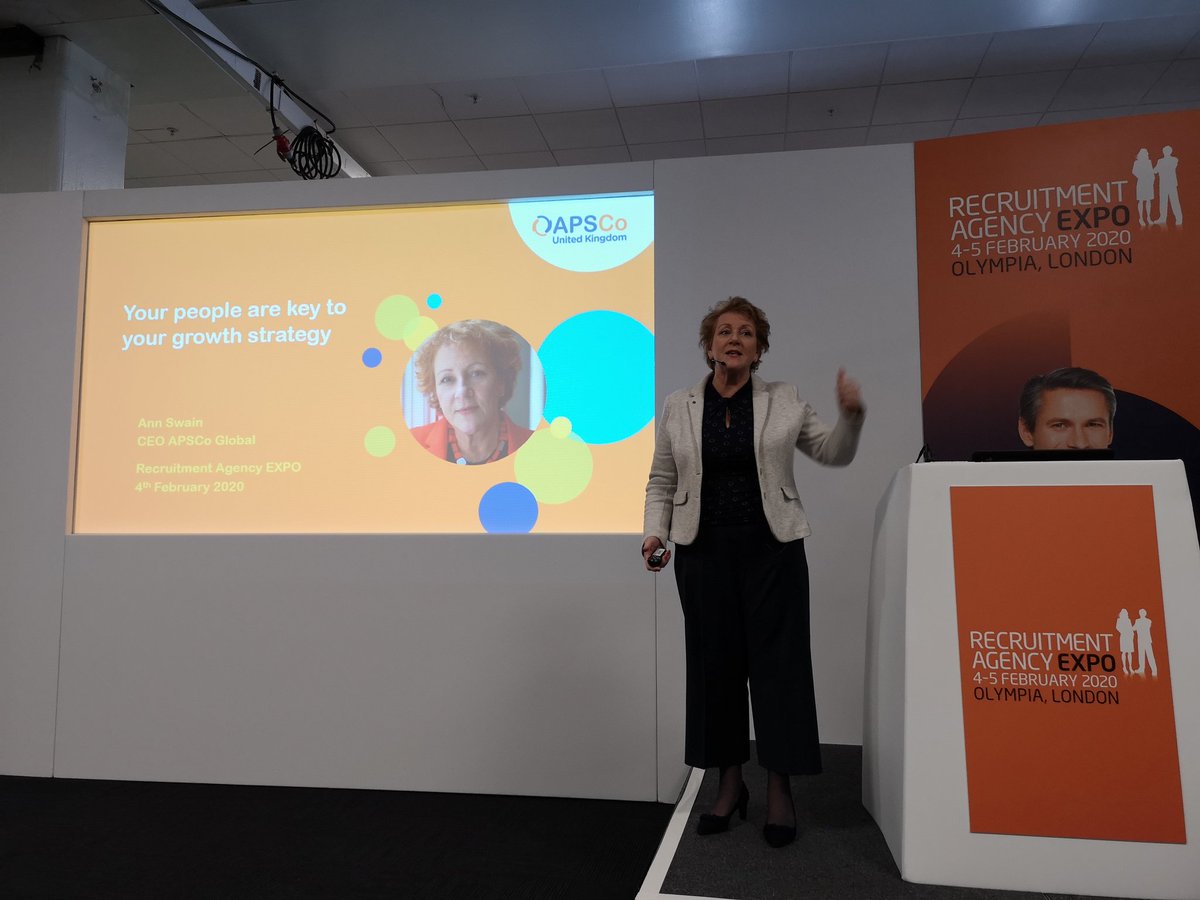 APSCo_org's tweet photo. Happening now in Theatre 1 - @AnnAPSCo on "Your People Are Key To Your Growth Strategy"
#RecExpo2020 @recexpo #RecExpo https://t.co/2zpFkDkI5E
