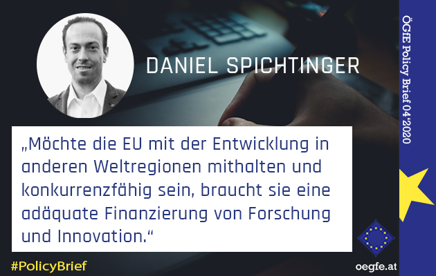 oegfe's tweet photo. In unserem 200. ÖGfE #PolicyBrief sieht @danielsp die #EUForschungsförderung in Gefahr &amp; plädiert für eine finanzielle Stärkung des #EUBudgets und damit auch von #HorizonEurope. Immerhin zogen österr. Institutionen bisher einen starken Mehrwert daraus➡️ https://t.co/Eu2svRIWHL https://t.co/HyIMYVe9MX