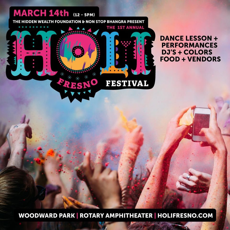 Holi Comes to Fresno! Sat Mar 14th, 12-5pm, Woodward Park!

Bay Area's 
<a href="/nonstopbhangra/">NON STOP BHANGRA</a>
 bringing its colorful production outdoors for one of a kind Holi celebration. Djs, Dancers, drummers, food, kids activities, vendors, and more! 

Tickets and Info:
holifresno.com