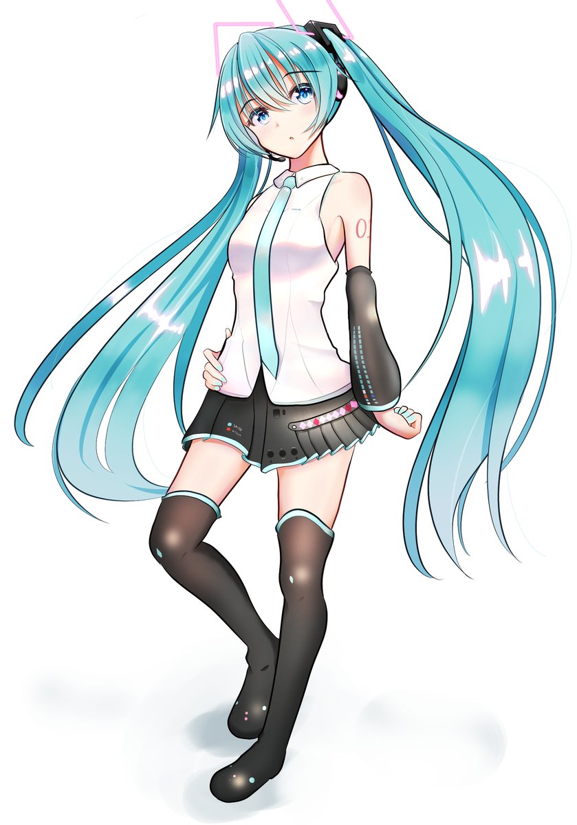 hatsune miku 1girl solo long hair skirt twintails thighhighs shirt  illustration images