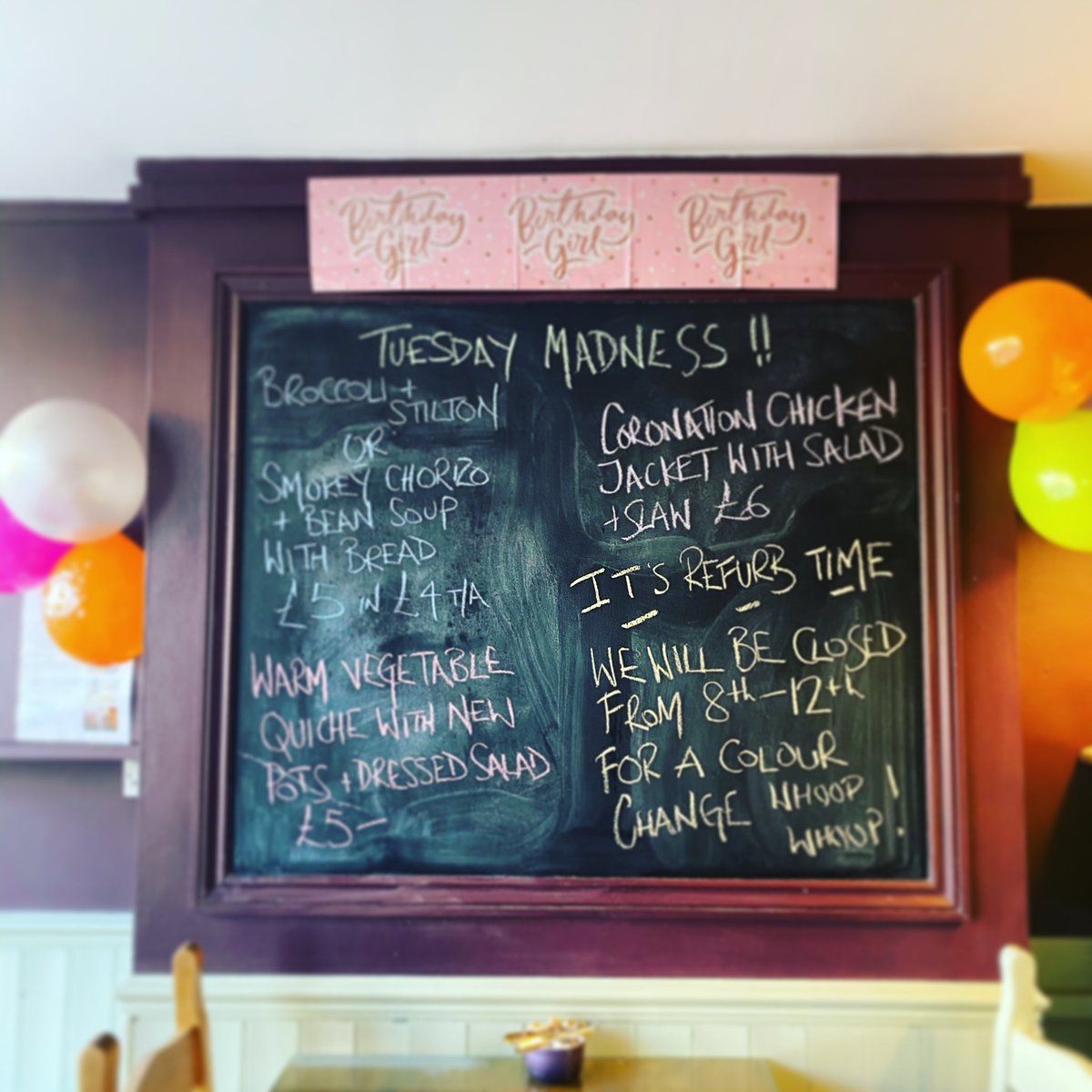 #today is our Faye’s 40th #birthday #hurrah! Oh and here is #Tuesdays #specials #fresh #homemade #delicious #shoplocal #independent #Westerham #gardenofEngland