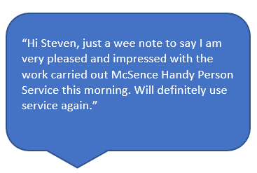 McSenceGroup's tweet photo. Some very lovely feedback from Mrs AD, a delighted customer who used our handyman service. https://t.co/87YpunFuou