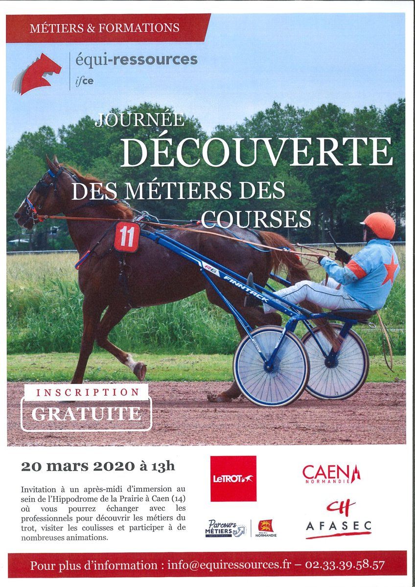 PascalLauney's tweet photo. Venez découvrir les métiers du cheval et plus particulièrement le 20 Mars les mértiers des courses au trot. Vous aurez l'occasion  rencontrer des professionnels, des spécialistes de la formation. rejoignez un métier porteur d'emplois. @EcoleAFASEC @LeTrot @ProvinceCourses https://t.co/OS210HV5si