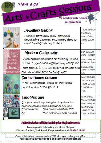 KitchenGardenKH's tweet photo. Our 2020 workshop are here! Including our new Greener World Workshops. Book your place now. 

#workshop #artsy #crafts #green #knitting #environmental https://t.co/IqSlWw6zCa