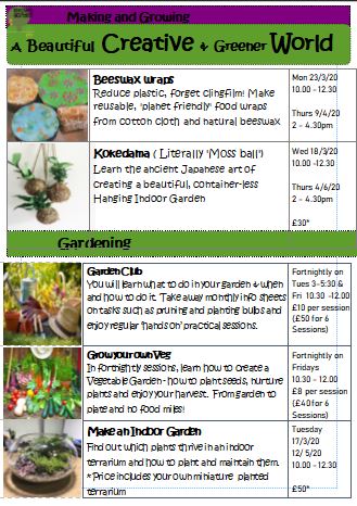 KitchenGardenKH's tweet photo. Our 2020 workshop are here! Including our new Greener World Workshops. Book your place now. 

#workshop #artsy #crafts #green #knitting #environmental https://t.co/IqSlWw6zCa