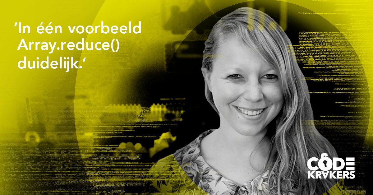 topicusbv's tweet photo. Niet iedere developer staat meteen te juichen bij de reduce syntax van MDN. Developer Rhodé vertelt in haar #Codekraker waarom je het tóch een kans zou moeten geven: https://t.co/YeVOv1Zx56 https://t.co/xRCVdIoD9N
