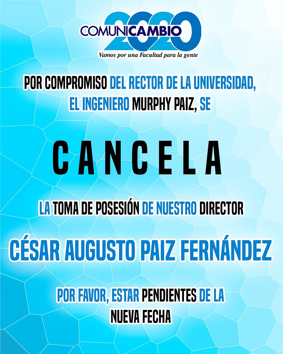 Comunicambio202's tweet photo. 🚨ATENCIÓN 🚨
Estar atentos a la nueva fecha de investidura de nuestro director César Augusto Paiz Fernández.
#EccUsac https://t.co/T141dsKsez