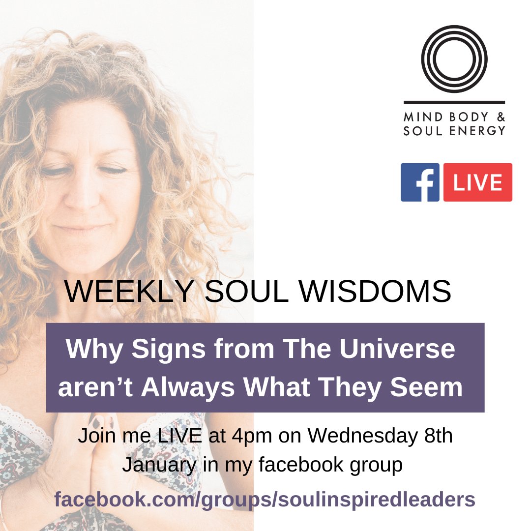 I'm so excited to be talking about this with you in this week's live training. Do you get all excited when a sign appears from the universe? Do you jump into an opportunity without questioning?Join me tomorrow and every Wednesday at 4pm facebook.com/groups/soulins…