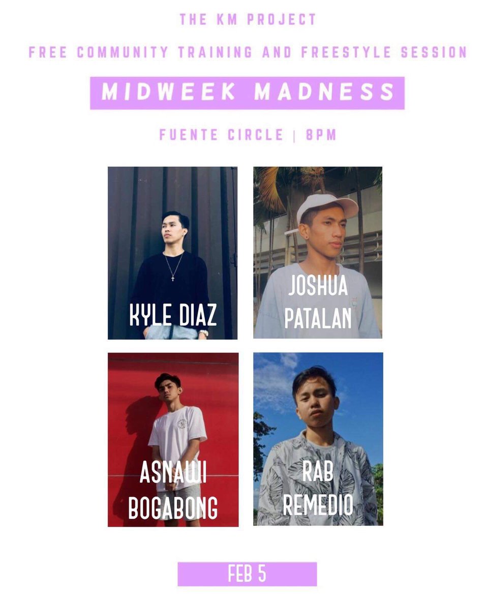 thekmprojectph's tweet photo. Happening tomorrow! Another crazy lineup!👇🏼👇🏼
⛲️ Fuente Osmeña Circle
⌚️ 8PM onwards
Open to all. All for free. Bring your friends!
#WhatFeelsGood
#CommunityTraining
#OnlyAtTheKMProject https://t.co/ku4I2aCcPL