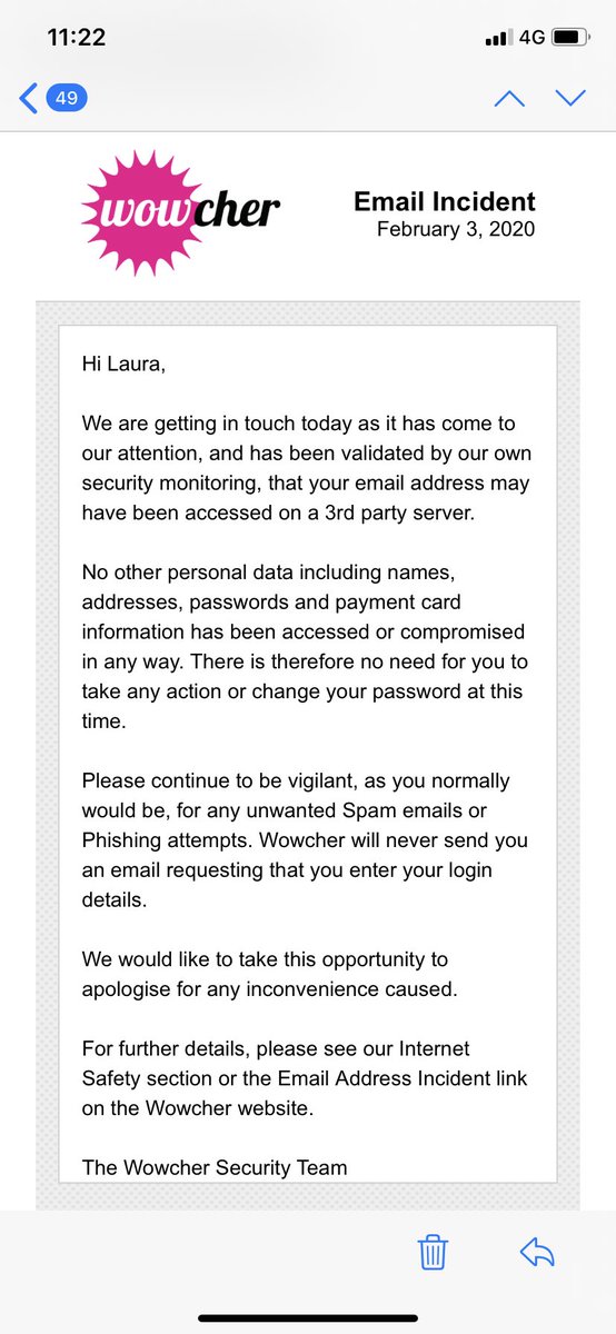 It happens to all of us🤦🏽‍♀️ #databreach #hacked #wowcher <a href="/wowcher/">Wowcher</a>
