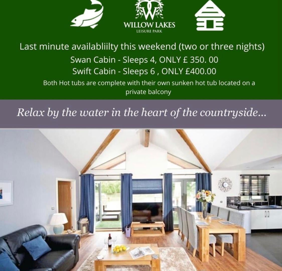 Willow_LakesLP's tweet image. We have some last minute availability this weekend in our stunning log cabins 🥂🎣🏡🏕