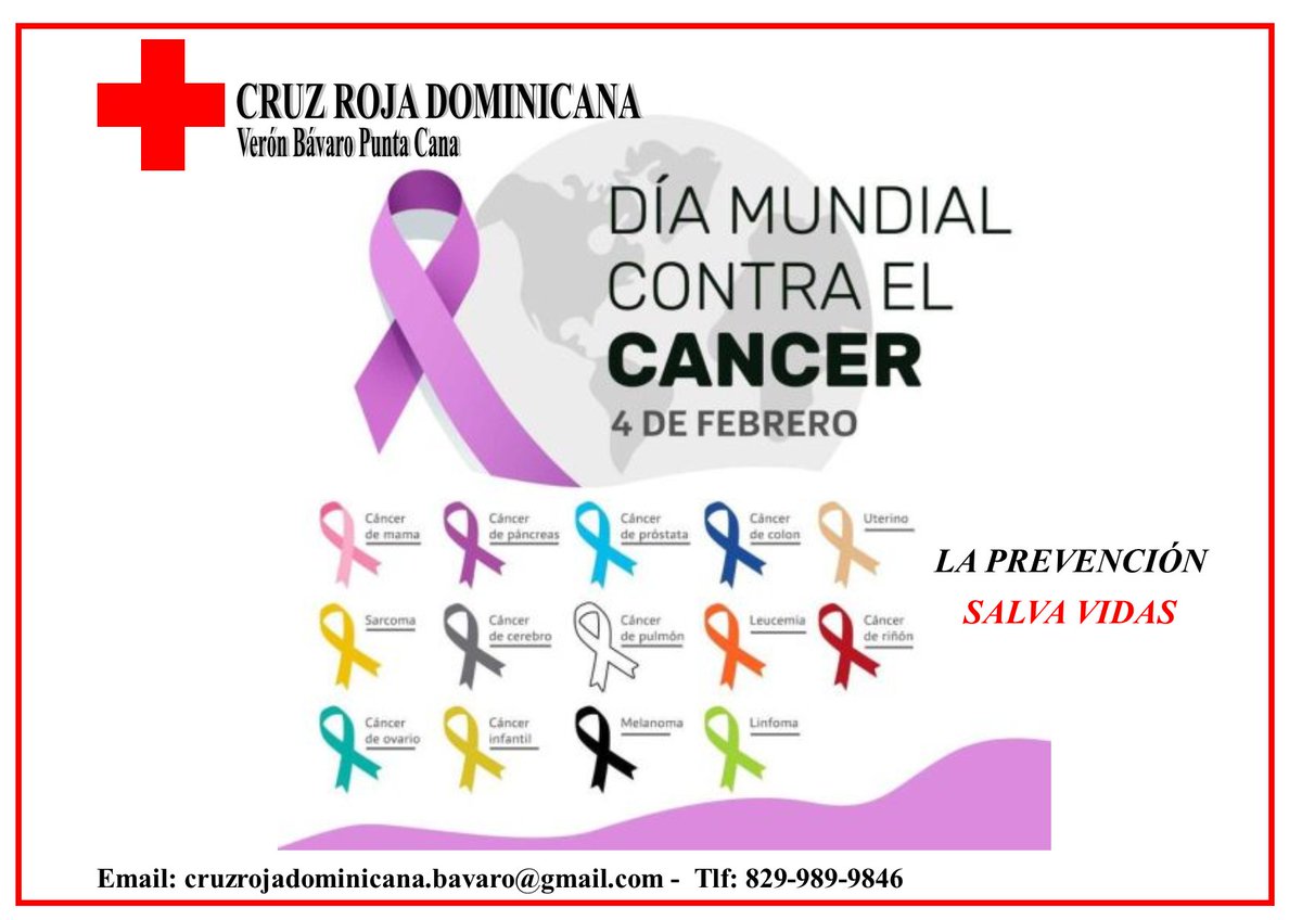 crdbavaro's tweet photo. Hoy en el #DiaMundialContraElCancer, desde el departamento de Salud de #cruzrojadominicana de esta filial, te aconsejamos que regularmente hagas #Deportes, lleves una #dieta #sana y equilibrada, y acudas regularmente a realizarte un chequeo con tu #médico. #ifrc #cruzroja https://t.co/2niseTohJ3