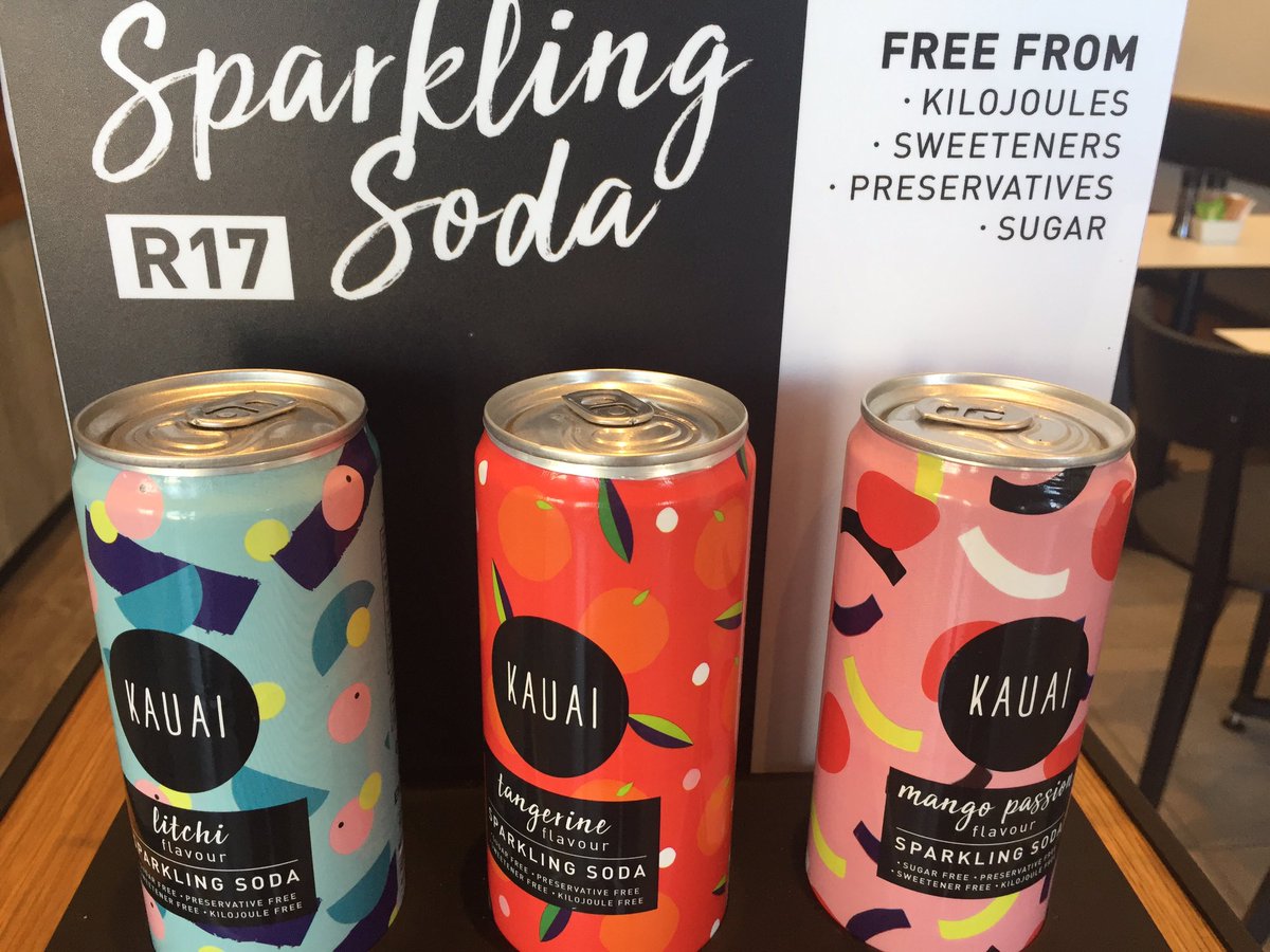 Dr_Consumer's tweet photo. Beverage trend spotted @KauaiGlobal @ Village Square Durbanville branch. Flavoured sparkling soda #sugarfree #caloriefree and priced to go @ R17 per can! #health #foodtrend #water. https://t.co/FuYuKhgLqs