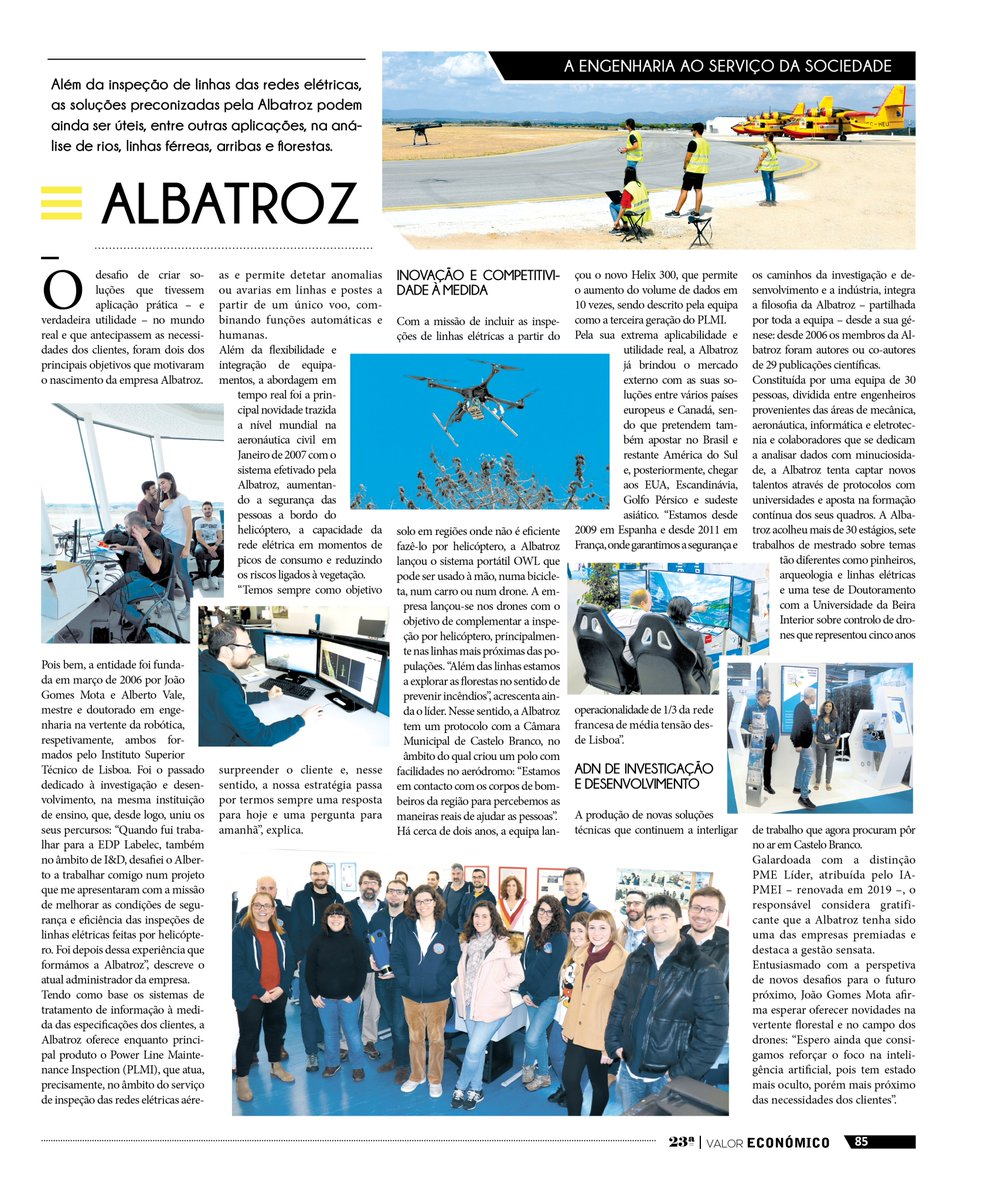 AlbatrozEng's tweet photo. 🇵🇹 "A Engenharia ao Serviço da Sociedade" é o título da página do jornal @dntwit sobre a Albatroz Engenharia, que saiu na imprensa portuguesa no passado dia 1 de Fevereiro.

Sabe mais em ⤵️
https://t.co/8NuVcjNLeM

#DN #DiariodeNoticias #PME #HELIX300 #OWL500 #AlbatrozEngenharia https://t.co/RX9qYuw6uC