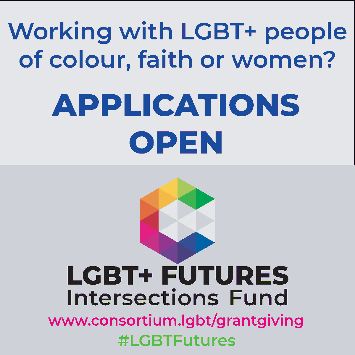 LGBTConsortium's tweet photo. In case you missed it - the LGBT+ Futures Intersections Fund is now open!

This small grants funding opportunity is open to LGBT+ organisations working with specific sectors of the community, please see the guidance for full details: https://t.co/7zOetfPBfs

#LGBTFutures https://t.co/1bk1B4h0I7