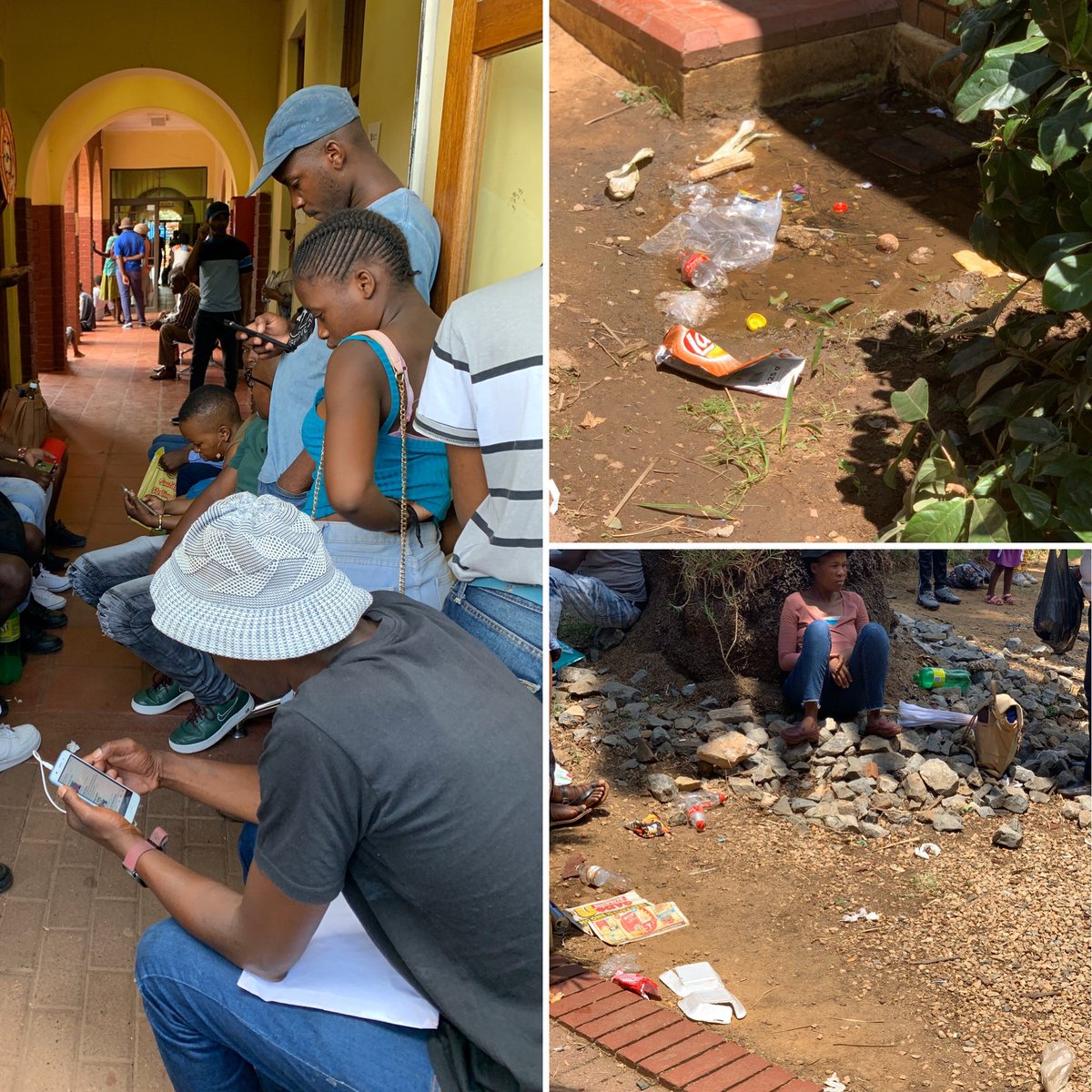 BotesLynn's tweet photo. Why must we stay? After 4 hours in the sun to collect my ID? I’m not even close yet! Notices like: Sorry no bathrooms available.  

Pregnant ladies, moms with babies, pensioners not even attended to. Not a chair available. This is a disgrace Krugersdorp Home Affairs! https://t.co/zBENNJmEb6
