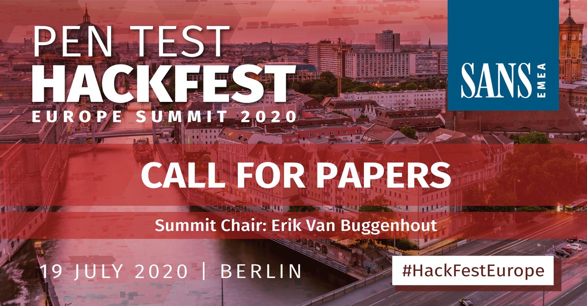 SANSEMEA's tweet photo. Calling all Red Teamers - the CFP for the 2nd annual
Pen Test HackFest Europe Summit is OPEN, and we
want to hear from you!

Don’t miss your chance to speak at one of the best
#PenTest events of the year: https://t.co/a1HXCs8oGn https://t.co/WLLRHm1pLp