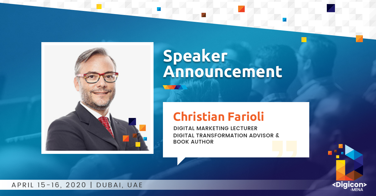 DigiconMena's tweet photo. We are honored to host @ChrisFarioli at @DigiconMena this April 15-16, Dubai.

#meetourspeaker #digicon #techmeet #webtech #dubai #digital #futureishere #ikonnect #mena #newdecade #entrepreneur #leadersinmena #leadersinuae https://t.co/umqs97M3MN
