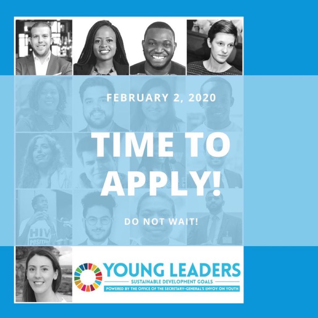 👉🏽Are you 15 - 29 years old?
👉🏽Passionate about the #GlobalGoals?

Now's your chance to be one of the next #SDGYoungLeaders!

Apply before 22 Feb: bit.ly/SDGYL2020 via
@UNYouthEnvoy @UN #SDGs 
@weareyuvaa @RobertoValentUN @melindagates @aliaa08 @biz @RegaJha @RanaAyyub