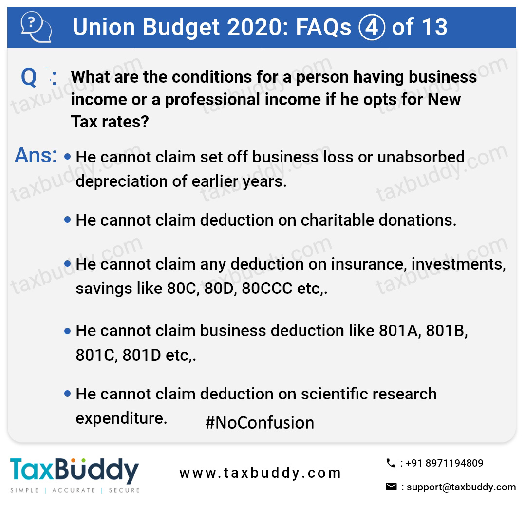 TaxBuddy1's tweet photo. 4 of 13 FAQs - Questions and Answers on #Budget2020 #MyBudgetMyChoice #NoConfusion #incometax #incometaxindia #incometaxslabs #BudgetSession2020 #NirmalaSitaraman #BudgetIndia #DigitalIndia #IndianBudget #budgetfaqs https://t.co/hWJ6rs1AYu