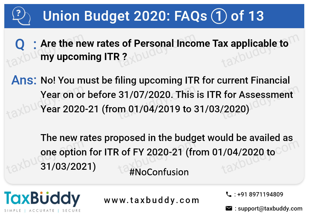 TaxBuddy1's tweet photo. 1 of 13 FAQs - Questions and Answers on #Budget2020 #MyBudgetMyChoice #NoConfusion #incometax #incometaxindia #incometaxslabs #BudgetSession2020 #NirmalaSitaraman #BudgetIndia #DigitalIndia #IndianBudget #budgetfaqs https://t.co/0rxadc9cJR