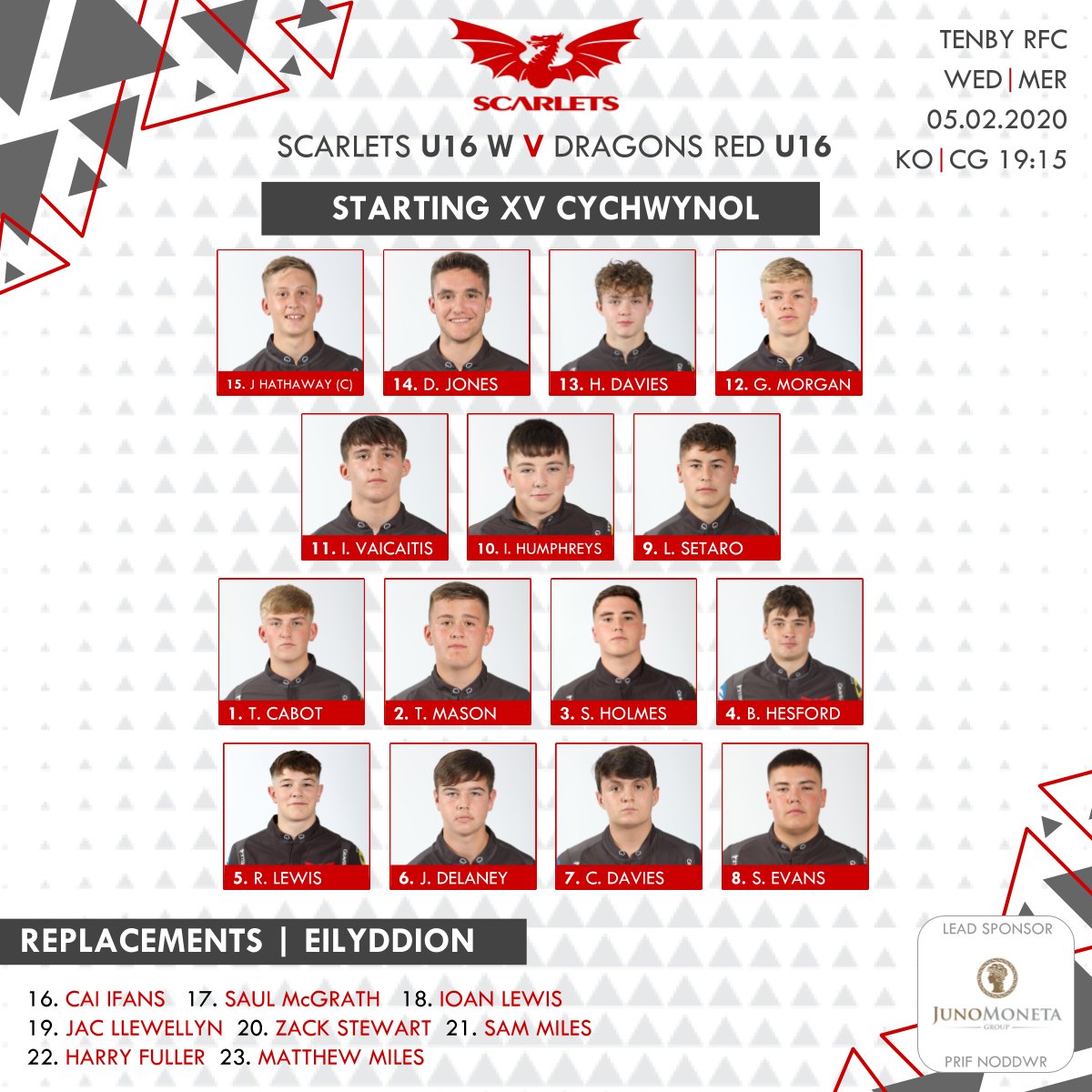 TEAM NEWS | NEWYDDION TÎM

West and East teams host Ospreys East and Dragons Red

Timau’r Gorllewin a’r Dwyrain i groesawu Gweilch y Dwyrain a'r Dreigiau Coch

👉🏼 bit.ly/31pJIWH