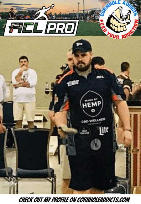 CornholeAddicts's tweet photo. I am ACL Pro J Jeremy Schermerhorn from the Great Lakes Conference. Come check out my profile on Cornhole Addicts. #cornholeaddicts #aclpro #americancornholeleague #iplaycornhole #cornholelife #feedyouraddiction #welovecornhole #cornholepro #cornholeblog https://t.co/055NfZ02Qf https://t.co/BijTKUSGWI