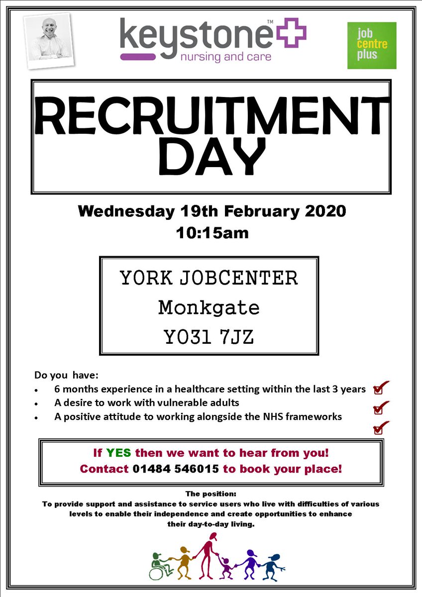 KeystoneHCGroup's tweet photo. Recruitment Day in York. 19th Feb 2020  #York #Jobcentre #Recruitment #Healthcare #Careers #Keystone https://t.co/I3JvGGKzng