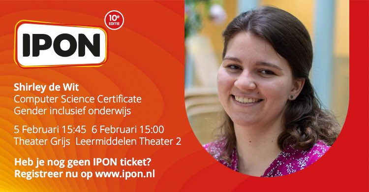 Shir048's tweet image. Woensdag en donderdag ben ik @IPONevent om te vertellen over Computer Science Certificate en Gender inclusief onderwijs @VHTOamsterdam