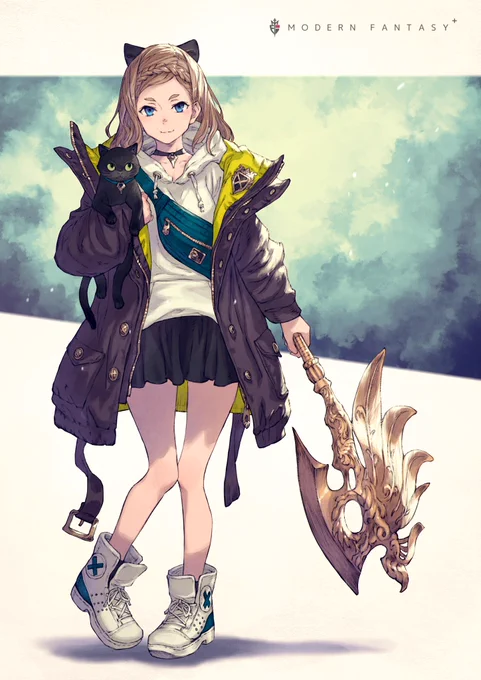 現代人に少しだけファンタジーをプラスした世界観のイラスト
斧使いの女の子
#ModernFantasyPlus 
