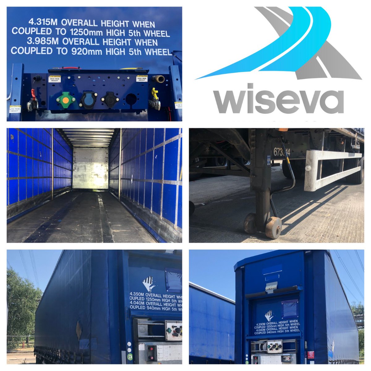 LimitedWiseva's tweet photo. We have a large number of ex contract hire trailers on offer:
Lawrence David pillared straight framed tri-axle curtain
Overall height 13ft 3ins
Internal side access 9ft 1in
Rent to buy 12 months £40 PW excluding maintenance and tyres
Contact Mark on 07805 919963 https://t.co/Qdk8plE1IX