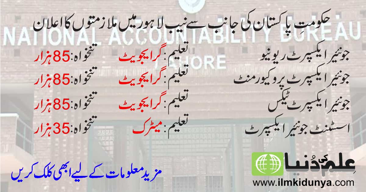 ilmkidunya's tweet photo. Jobs Announced In The National Accountability Bureau
Minimum Qualification Matric 
Last Date 17 Feb 

#govt_job #latest_job #job_in_national_accountability_bureau
https://t.co/c1aS84FElj https://t.co/PHUTrbSzm2