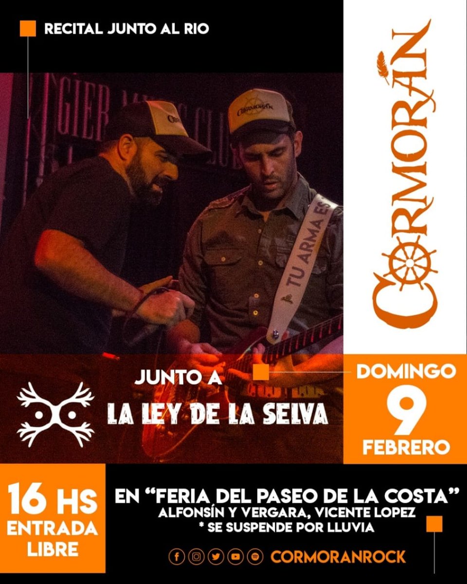 CormoranRock's tweet photo. Este DOMINGO nos vemos en Vicente López junto al río... GRATIS!!!

Venite con la reposera y la heladerita a rockear la tarde!!! https://t.co/vjQMi8otq5