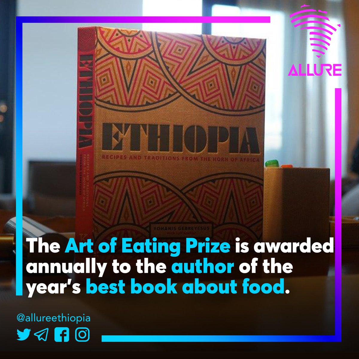Author & TV Personality Chef Yohanis’ cookbook, has been longlisted for the 2020 #ArtofEatingPrize.
The #cookbook highlights all the authentic dishes of #Ethiopia while telling wondrous stories of local communities. #Food