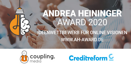 Jetzt für den Andrea Heininger Award bewerben!
⁉️ Was Dich erwartet ⁉️
Individuell auf Dich und Deine Idee zugeschnitten, schnüren unsere Sponsoren ein Dienstleistungspaket für Deinen Business Start im Gesamtwert von 8.000 Euro. 
Alle Infos hier: ah-award.de