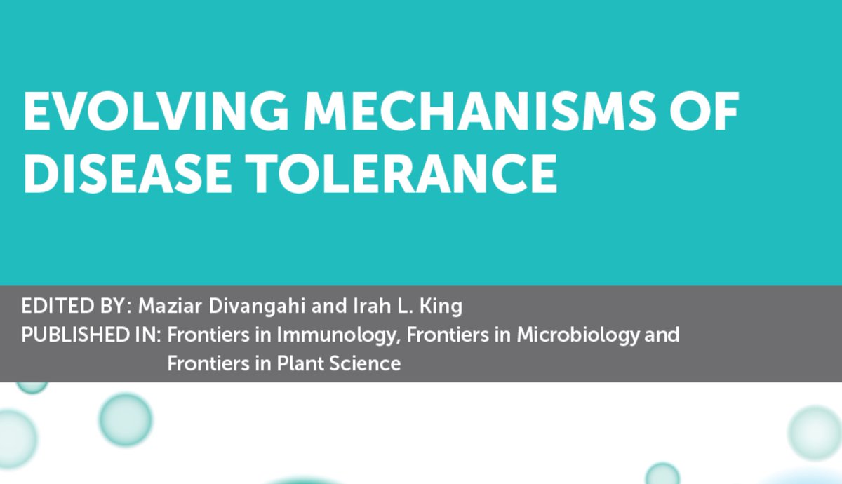 #Infectious disease #research:

recent developments related to the origins and function of disease #tolerance in this #articlecollection edited by King & Divangahi @MazDivangahi @King_Lab_McGill

Now available as #eBook free to read and download: 

fro.ntiers.in/EvToL