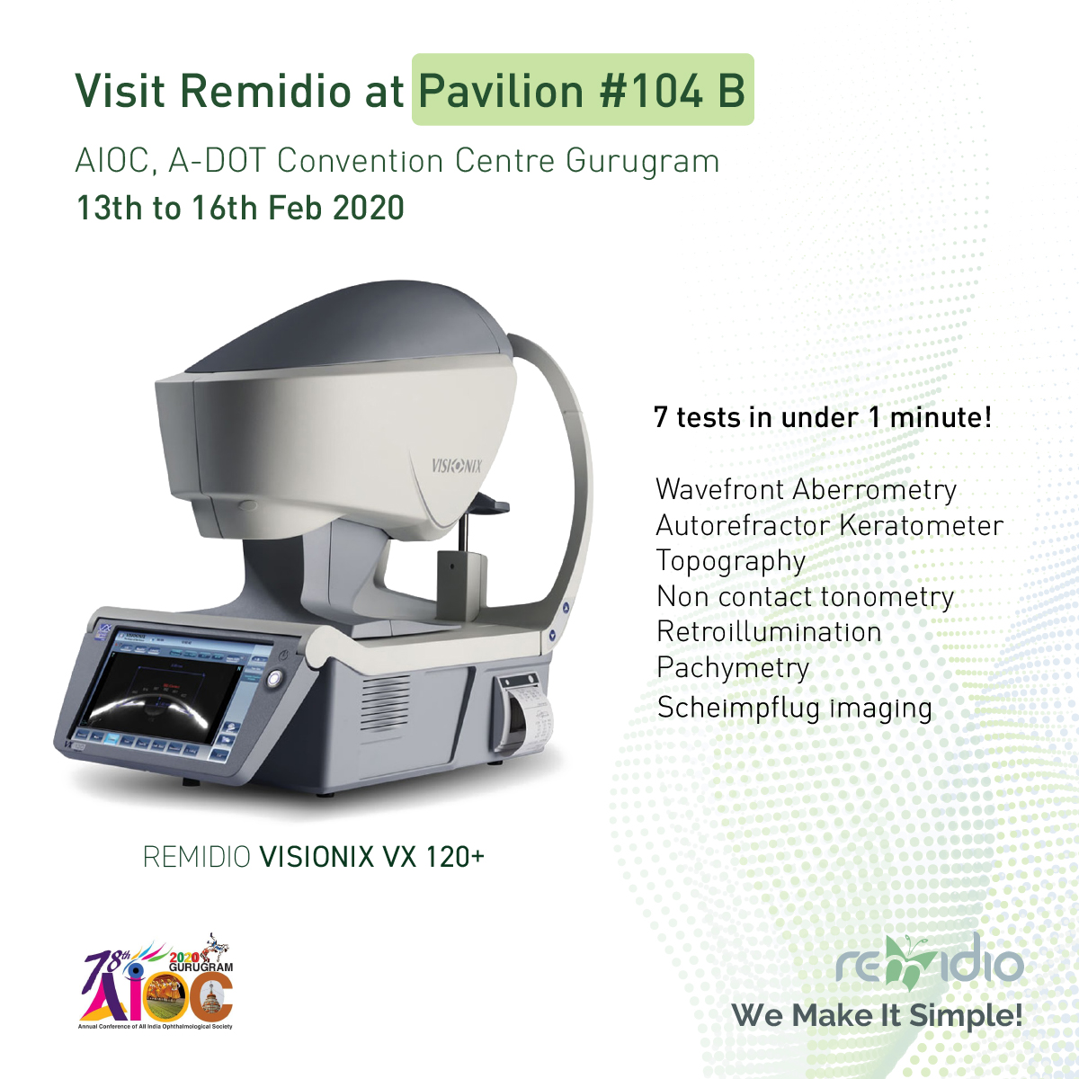 Remidioconnect's tweet photo. V for Versatility
V for Visionix!

Meet the all new Remidio Visionix 120+ with the power to perform 7 tests in under a minute! See you at #AIOC2020, pavillion #104B at A-DOT convention Center Gurugram, between February 13&amp;16
#EyeScreening #KeepItSimple #Innovation https://t.co/hjw3W4KRH9